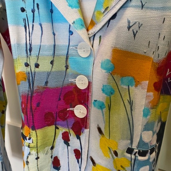 Simply Art by Dolcezza sz S mid-length blazer jacket multicolour flowers - Picture 4 of 16